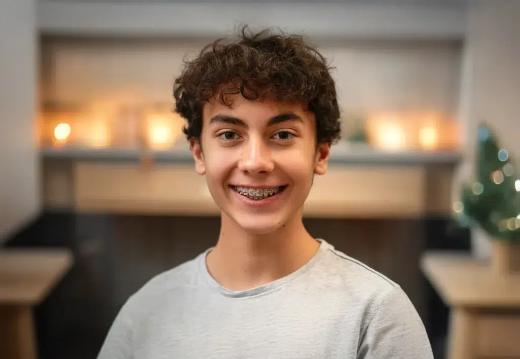 Teen boy with braces